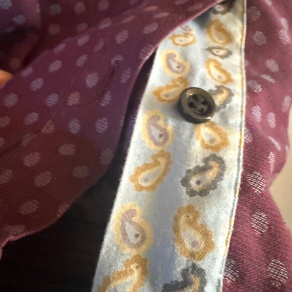 ROBERT GRAHAM Long Sleeve Polka Dot Eggplant Purple Shirt Size Large - Picture 4 of 6